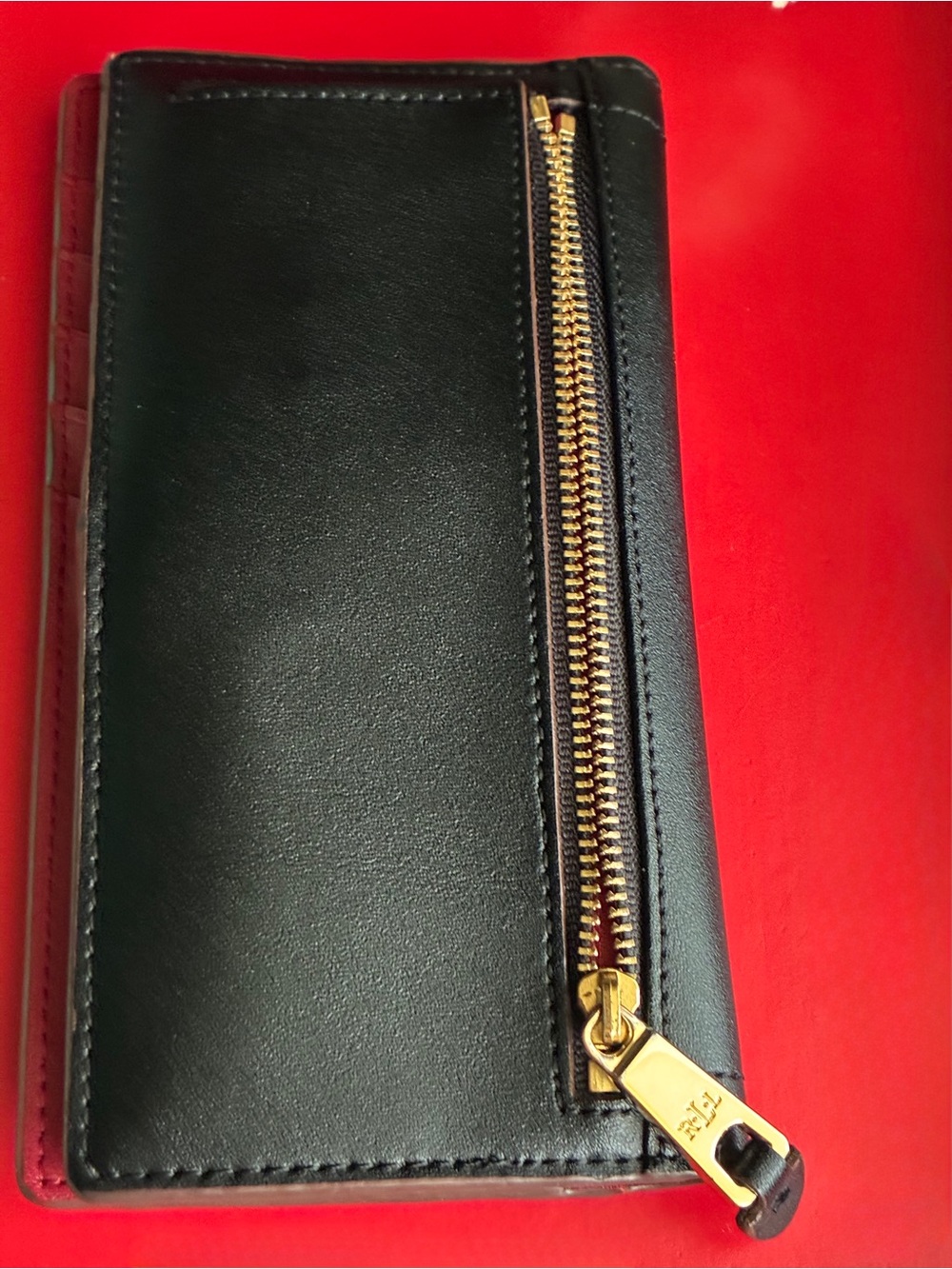 Ralph Lauren Black Leather Zip Wallet with Gold-Tone Hardware - Picture 9 of 11
